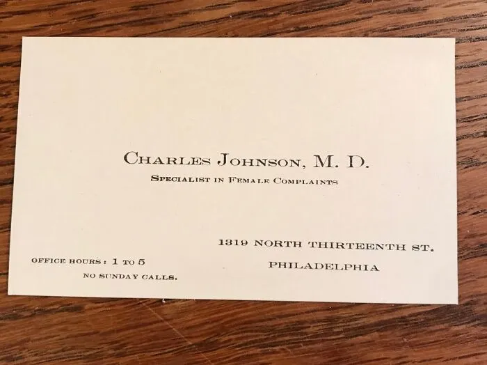 Business card for Charles Johnson M.D. specialist found in walls as an unexpected thing in hidden places at homes