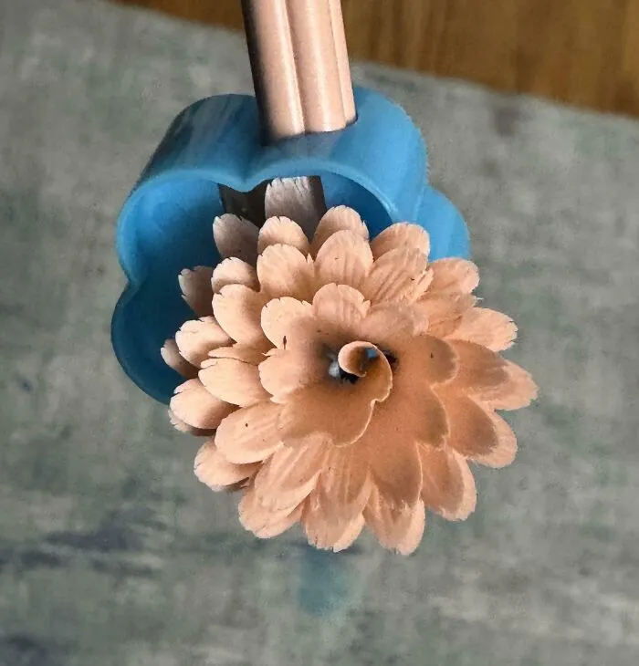 Al afilar el lápiz las virutas parecen una flor