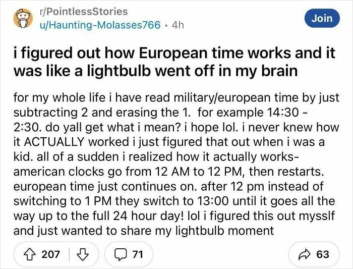 I Figured Out How European Time Works And It Was Like A Lightbulb Went Off In My Brain