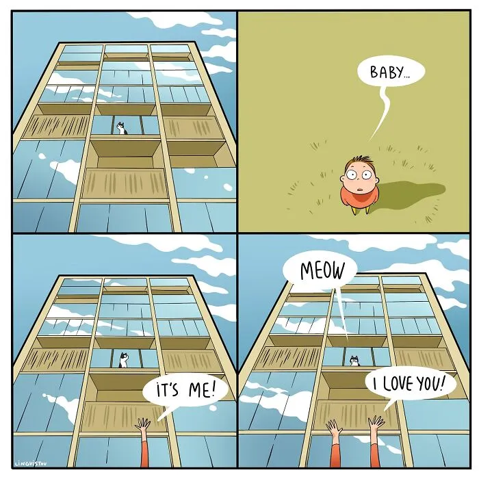 45 Funny And Relatable Comics About The Reality Of Having A Cat By Lingvistov (New Pics)