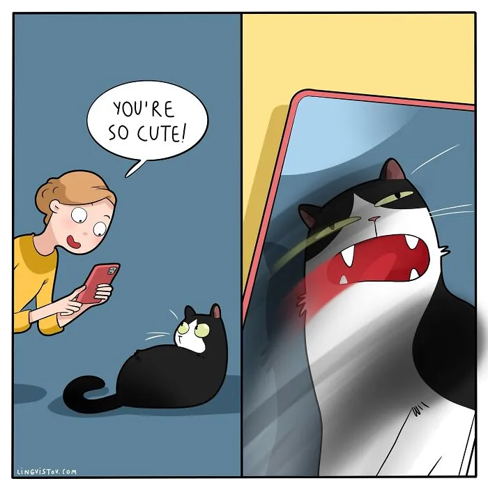 45 Funny And Relatable Comics About The Reality Of Having A Cat By Lingvistov (New Pics)