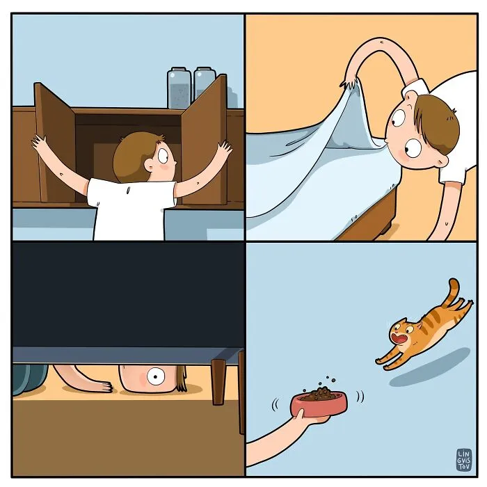 45 Funny And Relatable Comics About The Reality Of Having A Cat By Lingvistov (New Pics)
