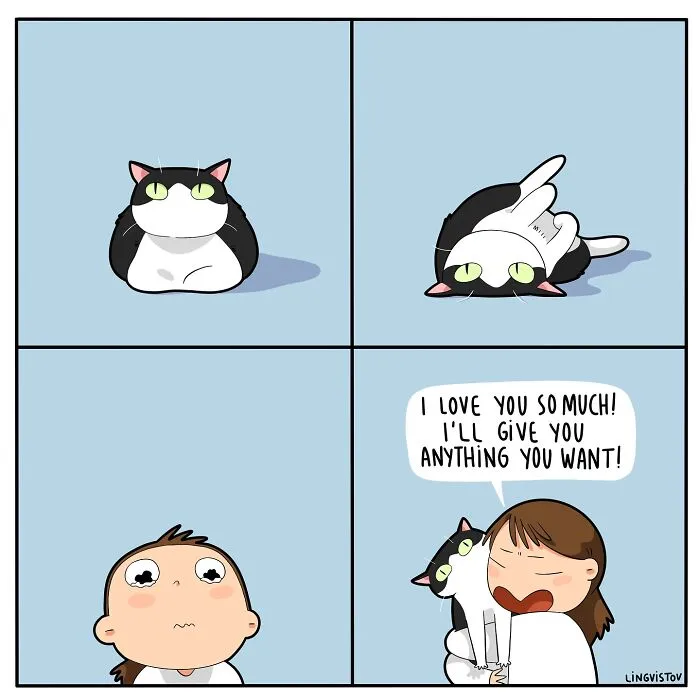 45 Funny And Relatable Comics About The Reality Of Having A Cat By Lingvistov (New Pics)
