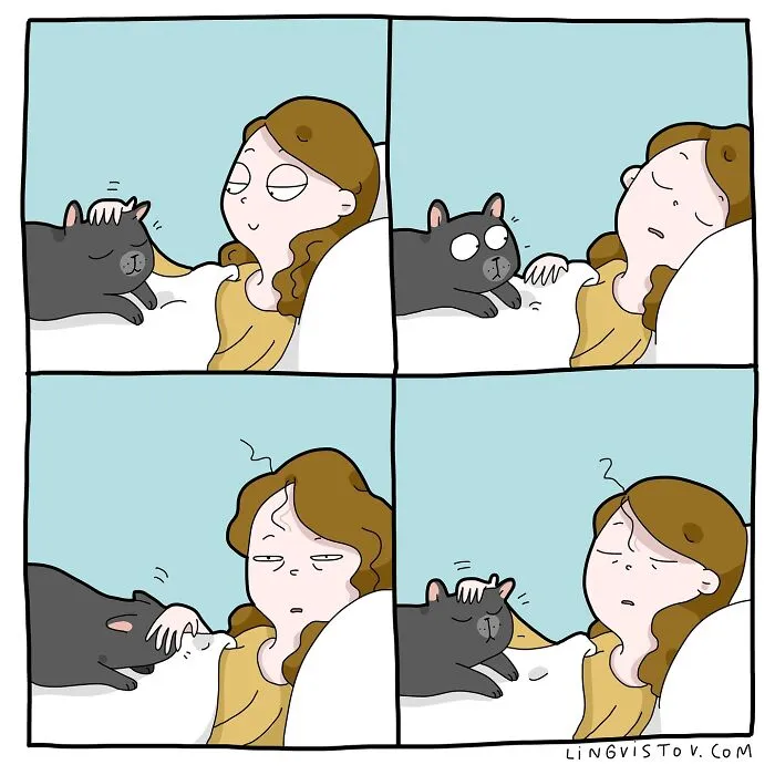 45 Funny And Relatable Comics About The Reality Of Having A Cat By Lingvistov (New Pics)