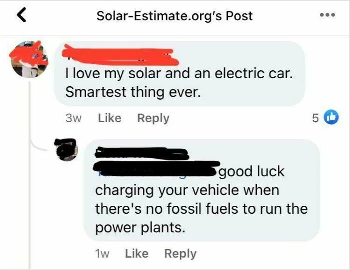 Solar Panels Run Off Power Plants Which Are Powered By Fossil Fuels