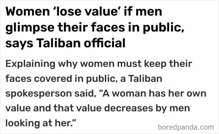 Women "Lose Value" If Men Glimpse Their … Faces??