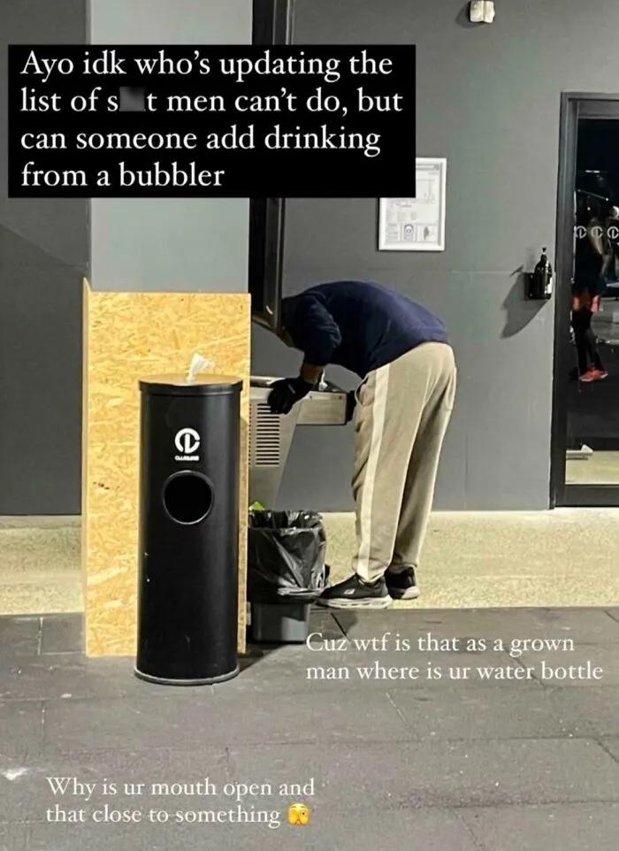 Karen (Attempting To) Shame A Man For Using A Water Fountain In The Gym