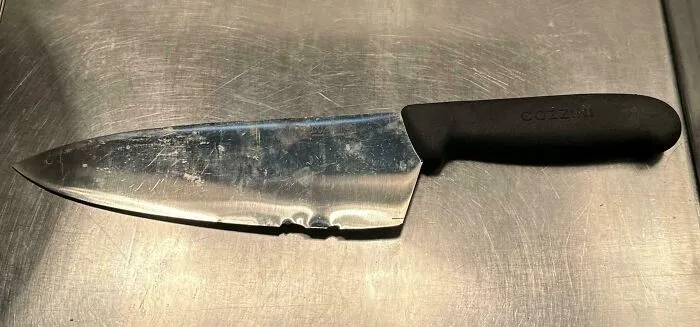 And They Wonder Why I Don’t Let Anyone Use My Knife. Found This Hanging Up On The Magnet