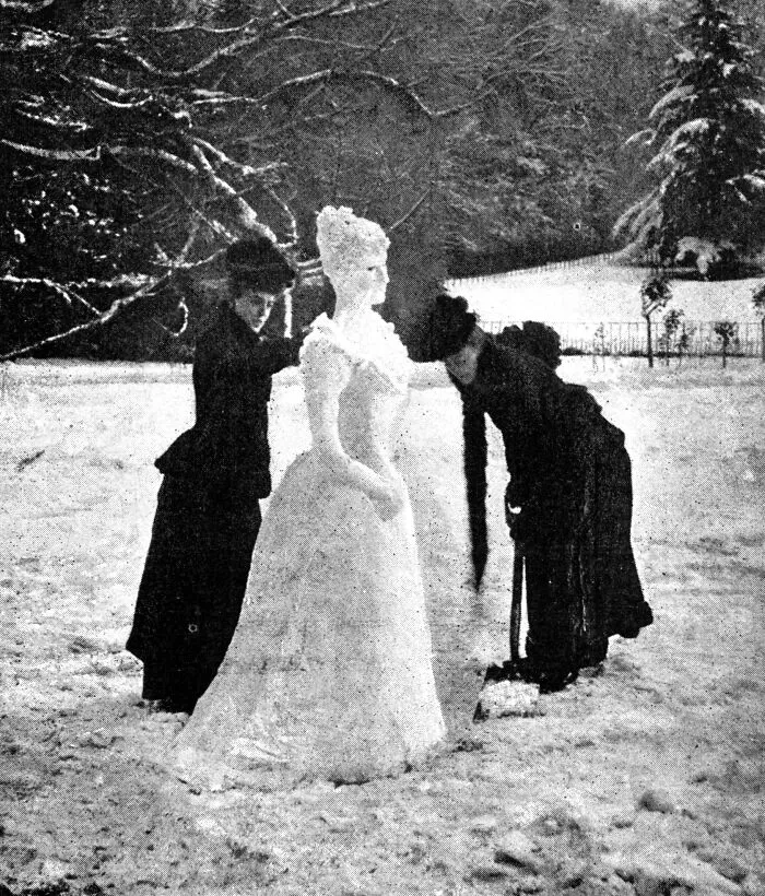 Two British Victorian Women Make A Victorian Snow Lady In 1892