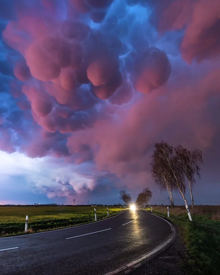 This Is How I Spend My Summer - Chasing Storms Through Germany And Europe. Those Mammatus Clouds Caught Sunset-Fire Above Leipzig, A Stunning Display