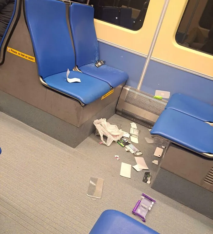 Group Of Kids Spent The Train Ride Blasting Music Then Left All Of This