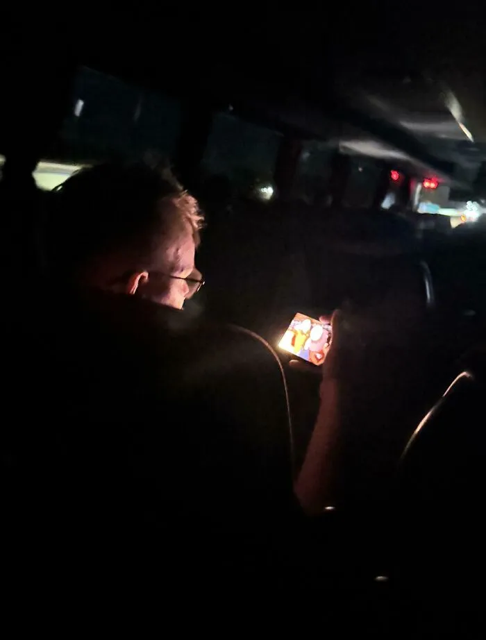 This Guy On A Overnight Bus With Max Brightness And No Headphones
