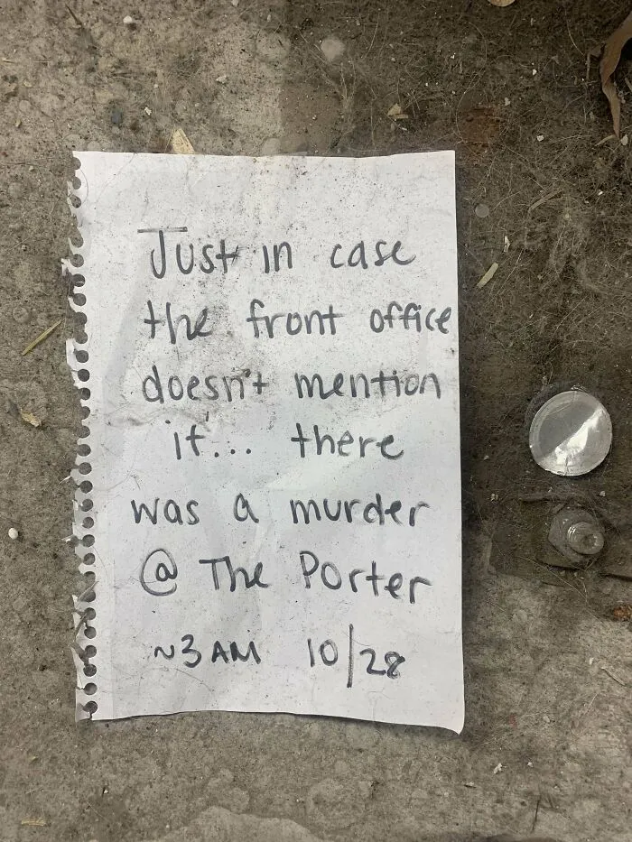 Handwritten note found on the ground describing a murder, a rare historical memento people randomly discovered outdoors.