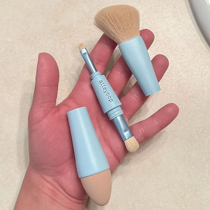 Because Your Makeup Bag Shouldn't Require Its Own Sherpa To Carry, This <a Style="Display:inline;" Href="Https://Www.amazon.com/Alleyoop-Makeup-Brush-Sponge-Eyeshadow-Eyebrow-Liner/Dp/B0bd48fgbc?ie=utf8&th=1&linkcode=ll1&tag=bptapir-20&linkid=cb449e81e8915375ba72a4baf55dbfe8&language=en_us&ref_=as_li_ss_tl" Target="_blank"><span Style="Font: Inherit; Color: #d74b1f;"> 4-In-1 Makeup Multi Tool</Span> Is The Clever Little Gadget That Lets You Look Fab Without Lugging The Entire Beauty Counter With You