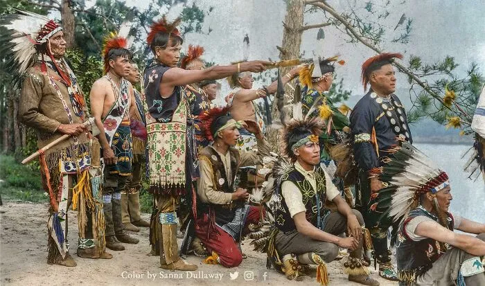 Winnebago Men Looking Out Over The Dells, Wisconsin, 1925