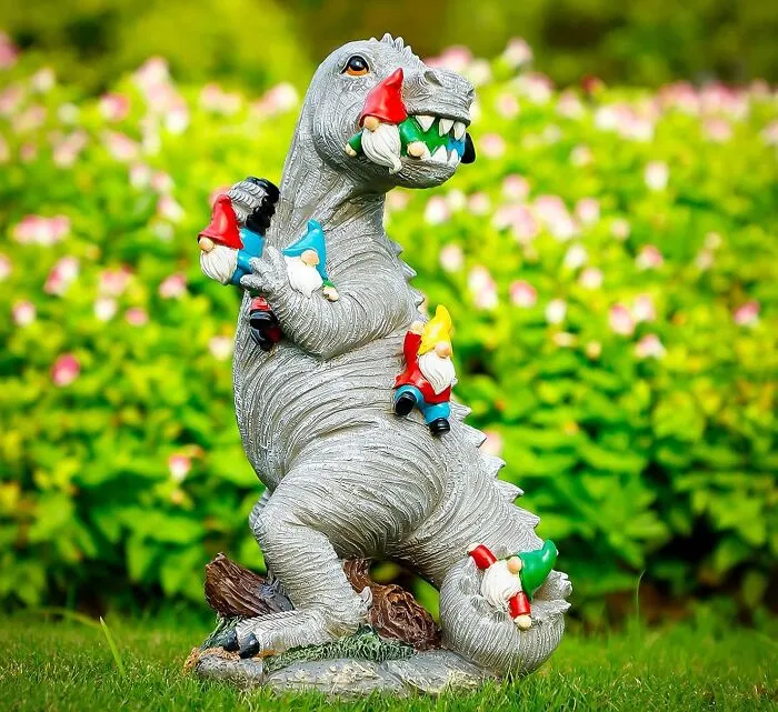 Your Front Lawn Just Became The Scene Of An Epic Crossover Event Where Toy Story Meets Jurassic Park, All Thanks To This Wild <a Style="Display:inline;" Href="Https://Www.amazon.com/Himaweek-Decoration-Dinosaur-Figurines-Housewarming/Dp/B097p7wvvr?psc=1&linkcode=ll1&tag=bpcoyote-20&linkid=01e39f99a788183122c05705ad8ac07b&language=en_us&ref_=as_li_ss_tl" Target="_blank"><span Style="Font: Inherit; Color: #d74b1f;"> T-Rex/Gnome Battle Garden Statue </Span>