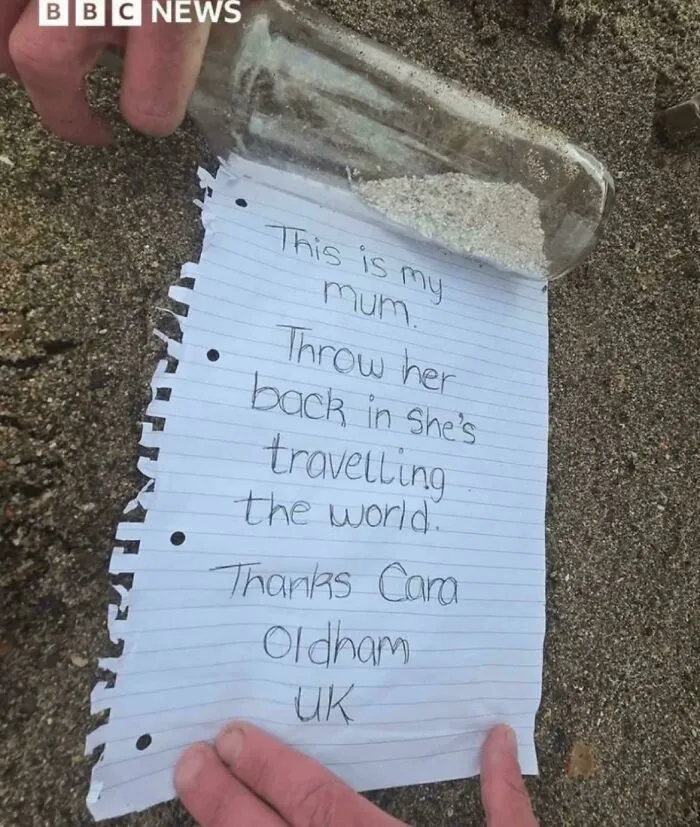 Cara Melia Honored Her Late Mother By Releasing Her Ashes In A Bottle At Skegness Beach