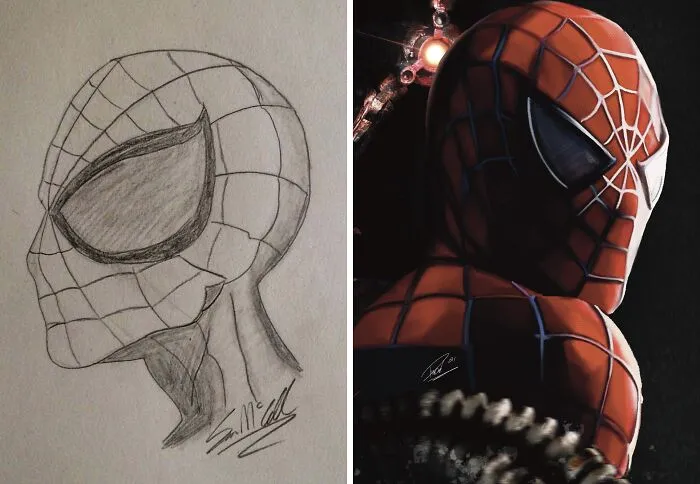 What I Drew As A Child vs. What I Painted As An Adult