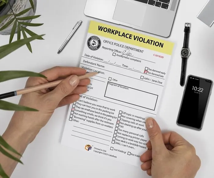 This <a Style="Display:inline;" Href="Https://Www.amazon.com/Office-Police-Workplace-Violation-Sticky/Dp/B07bckmzxg?crid=17gqt4uhi40ce&dib=eyj2ijoimsj9._z2efp8fglf2rnfxotba0vxkhwepm4tytbpih_8sfa5vtrusy9s8z1psrfi741l65-Peamq3prct04ypfddjzgne3qx77yqxbutdc6rudtc7ua0gvxe3oxi4jjotmcfhnqegwaikw_6phw_mhnpwp2lubjo0u5xnrnxtbv1gytmfcho_5udk5effcoxcnueptzgf6wbsvsrpnzm7o3rgjyow02lgkwojdt6t3_w81s9ysgue7yky1efiao9lvv3yaruxrdvjposhv-3mx7th2nwm3qr3iytwlrayztvicq8.hpqmdktfx1y7z-R93jzqmc2nflqlchkbwgs2_44dwxg&dib_tag=se&keywords=fun+office&qid=1750061378&sprefix=fun+off%2caps%2c472&sr=8-69&xpid=maw1fc4dl1z31&linkcode=ll1&tag=bphawk-20&linkid=656dca7b546bc5c18f8985d4fb1261af&language=en_us&ref_=as_li_ss_tl" Target="_blank"><span Style="Font: Inherit; Color: #d74b1f;"> Workplace Violation Notepad </Span> Is For Documenting All Those Office Offenses, From Egregious Email Etiquette To Suspicious Microwave Activities, With Appropriate Gravitas