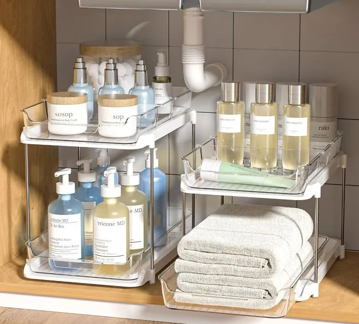 That Awkward Moment When You Realize The Space Under Your Sink Has More Drama Than A Reality TV Show, A <a Style="Display:inline;" Href="Https://Www.amazon.com/Multi-Purpose-Countertop-Organizers-Stackable-Organization/Dp/B0bnq56mh5?th=1&linkcode=ll1&tag=bphawk-20&linkid=414c2d3908e80bb496af39ad68e19d23&language=en_us&ref_=as_li_ss_tl" Target="_blank"><span Style="Font: Inherit; Color: #d74b1f;"> 2 Tier Under-Sink Organiser </Span> Can Totally Fix That