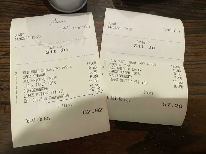 Had To Ask For A Second Bill Because The Restaurant Added A Tip To The First Without Asking Me… In The UK Too