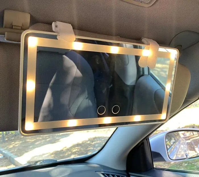 Because Trying To Nail That Winged Eyeliner In The Car With Just The Dome Light Feels Like An Extreme Sport, A <a Style="Display:inline;" Href="Https://Www.amazon.com/Vanity-Cosmetic-Battery-Rechargeable-Dimmable/Dp/B08yqxy7cz?ie=utf8&th=1&linkcode=ll1&tag=bpbutterfly-20&linkid=4adf48231c4e9f1925ed4adc20b87d02&language=en_us&ref_=as_li_ss_tl" Target="_blank"><span Style="Font: Inherit; Color: #d74b1f;"> Light Up Vanity Mirror </Span> Is Basically Your Personal Glam Station On Wheels
