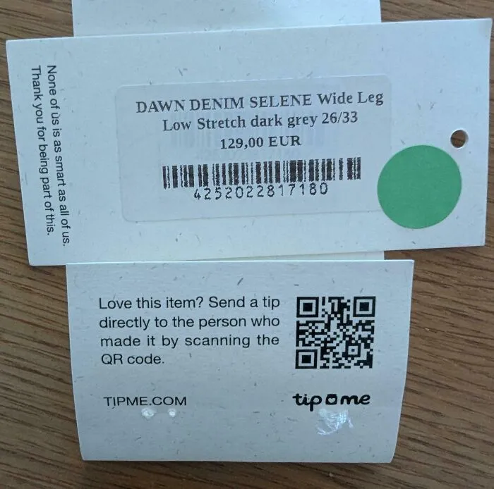 Jeans Company Is Asking For A Tip For The Person Who Made The Jeans