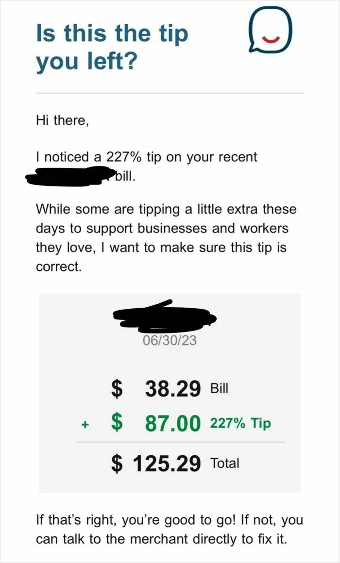 The Waiter Charging Me $87 For What Should Have Been A $7 Tip Despite Me Writing The Total At The Bottom ($45.23)