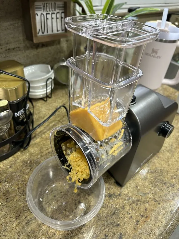 Why Clutter Your Drawers With Multiple Graters When This <a Style="Display:inline;" Href="Https://Www.amazon.com/Electric-Different-Automatic-Shredder-Vegetables/Dp/B0ds7r2qgy?ie=utf8&th=1&linkcode=ll1&tag=bptapir-20&linkid=2b4e75f961ede407817b79258b1ddcf3&language=en_us&ref_=as_li_ss_tl" Target="_blank"><span Style="Font: Inherit; Color: #d74b1f;"> 5-In-1 Electric Cheese Grater</Span> Can Shred, Slice, And Dice Its Way Through Your Cheese (And More!) Like A True Kitchen Champion, Minus The Arm Workout