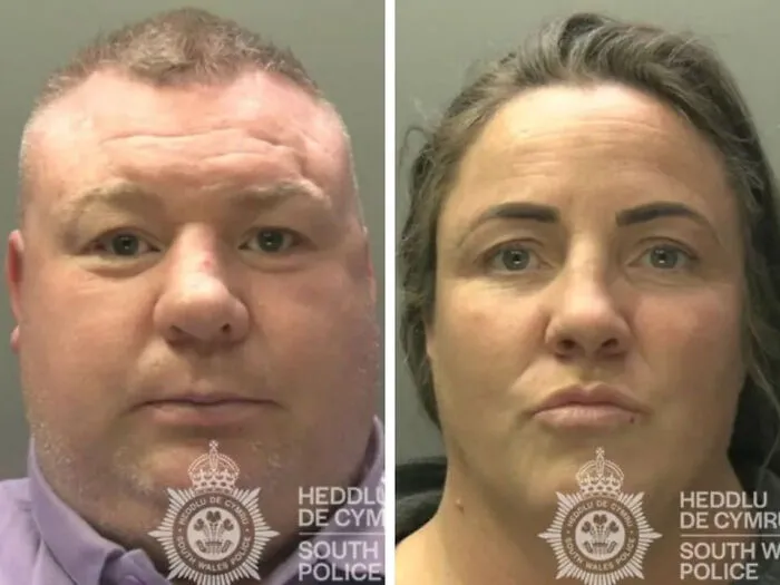Mugshots of two individuals taken by South Wales Police related to traumatizing the next generation cases.