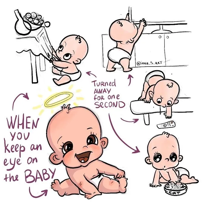 20 New Comics By Inna Sacali That Nail The Messy Reality Of Mom Life