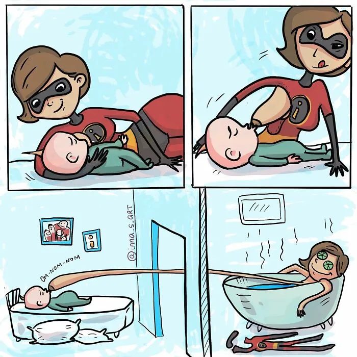 20 New Comics By Inna Sacali That Nail The Messy Reality Of Mom Life