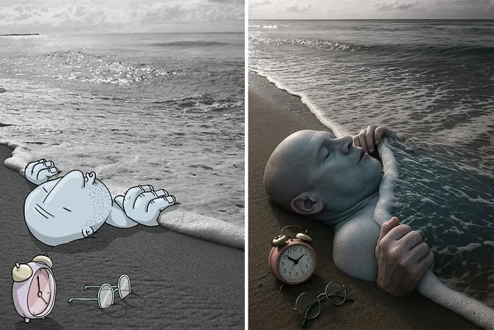 This Artist Combined AI With His Photo-Drawing Series, And The Results Are Fascinating (14 Pics)