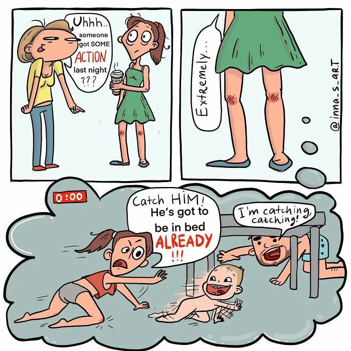 20 New Comics By Inna Sacali That Nail The Messy Reality Of Mom Life