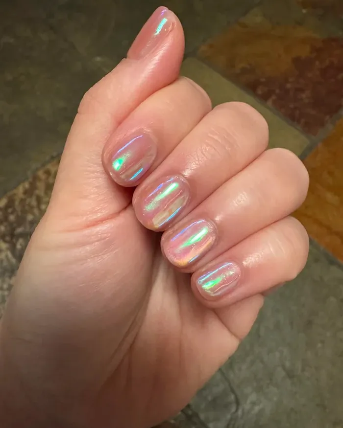 Chrome Over Nude Nails
