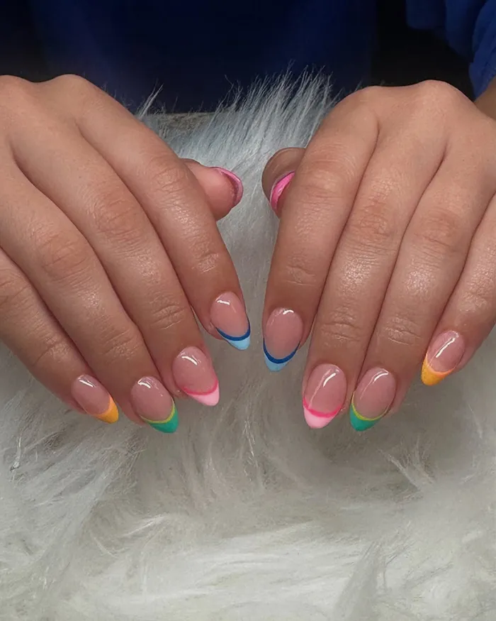 French Tips With A Rainbow Twist