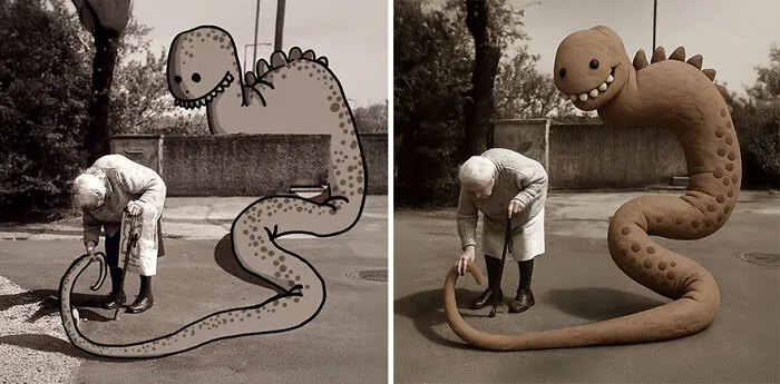 This Artist Combined AI With His Photo-Drawing Series, And The Results Are Fascinating (14 Pics)