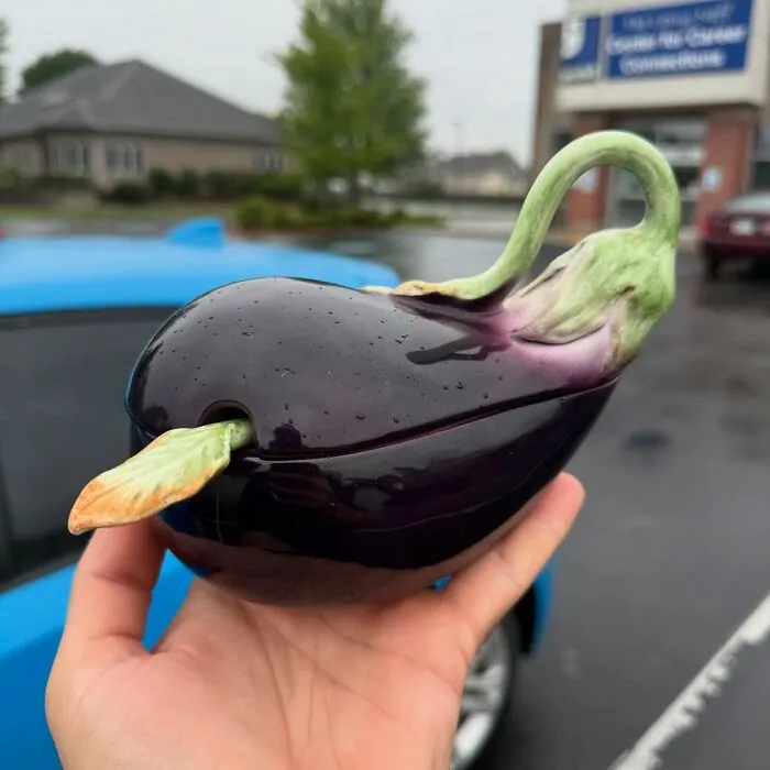 I Don’t Know If There’s An Eggplant Gravy Boat Collectors’ Club, But I’m Officially The Proud Owner Of This Little Mini Ladle Eggplant Sauce Boat