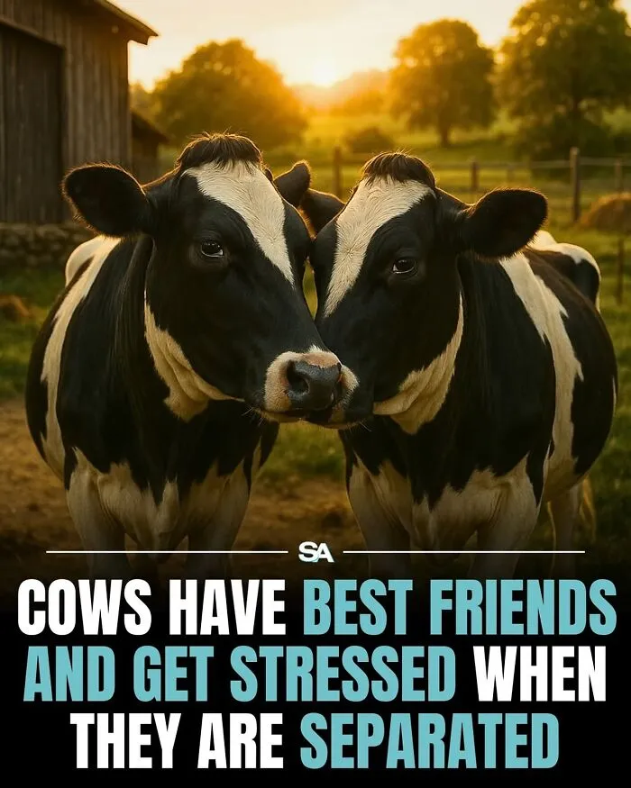 Two cows standing close together at sunset, showcasing adorable animals with strong social bonds and friendship.