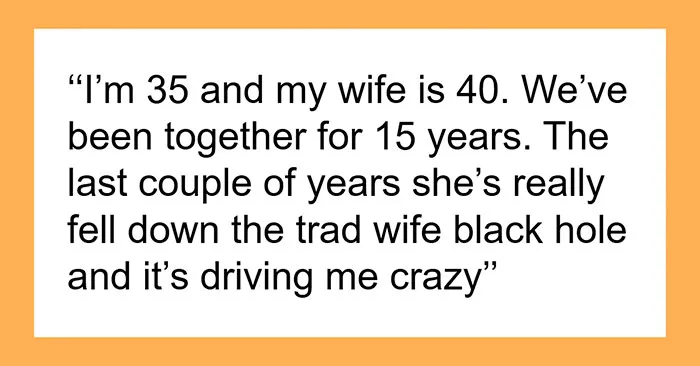 Woman Tries To Live The Trad Wife Life, Is Upset Husband Asks For The Whole Package