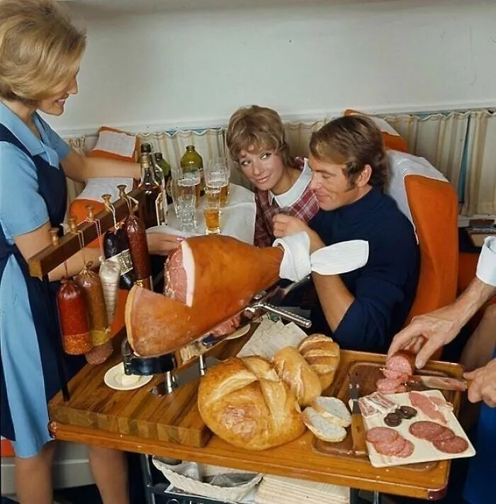 Serving A Snack On Scandinavian Airlines Flight, 1969