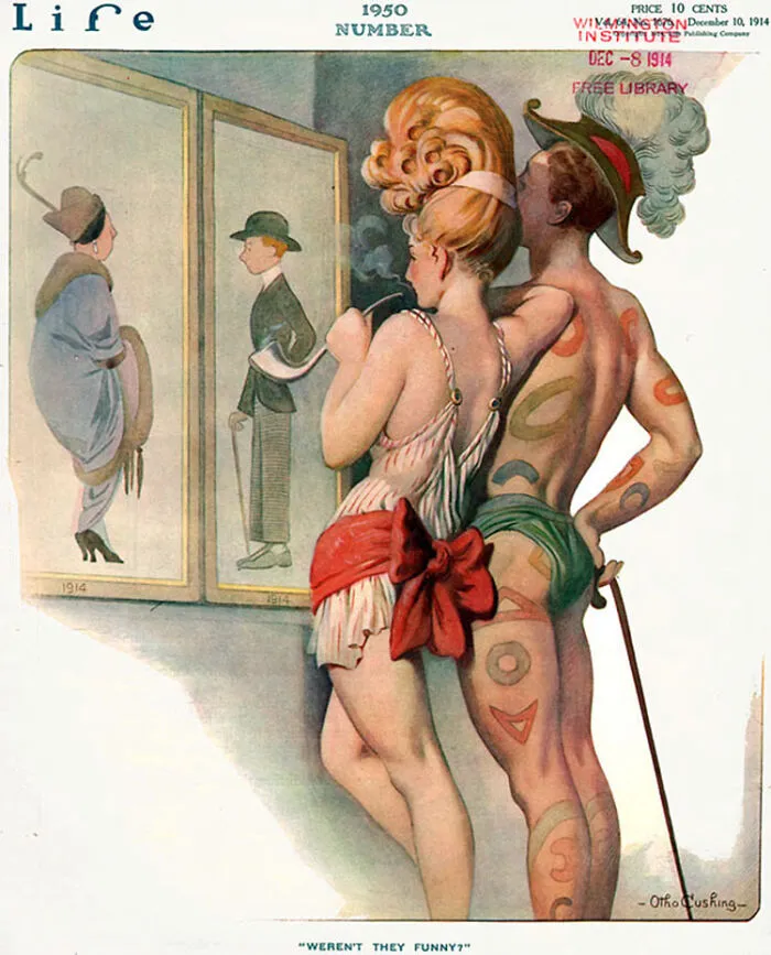 This Is A Cover Of Life Magazine From 1914. They Predicted What People Would Be Wearing In 1950. There Is A Caption Under The Illustration Saying, “Weren’t They Funny?”