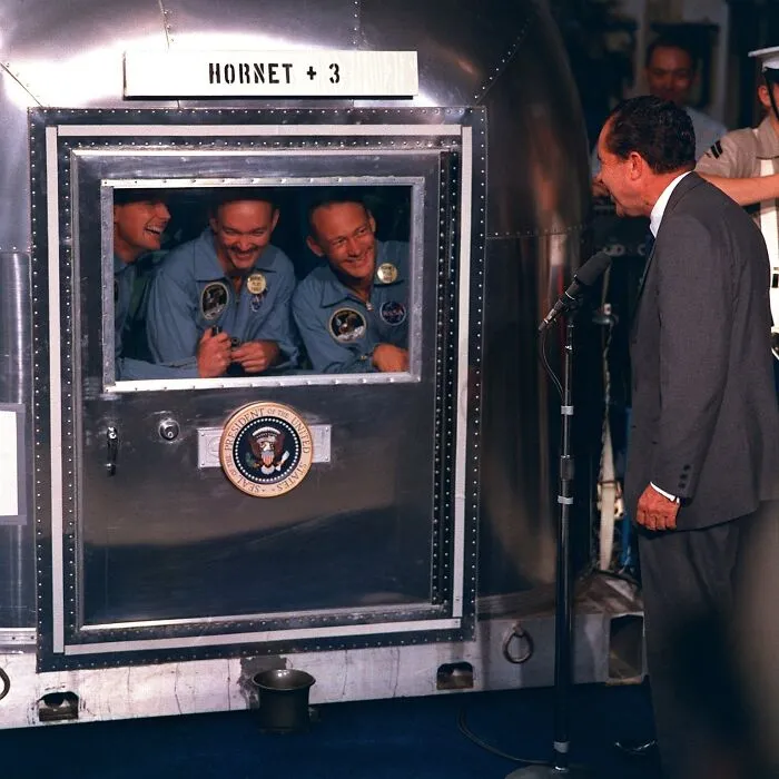 President Nixon Visits Apollo 11 Crew In Quarantine