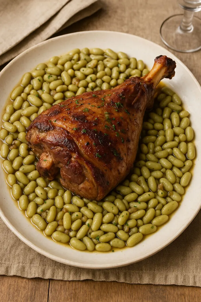 Roast Leg Of Lamb With Flageolet Beans, Made By My Mom