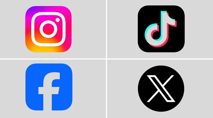 Four popular social media app icons displayed for choose one lose the rest poll decision making.