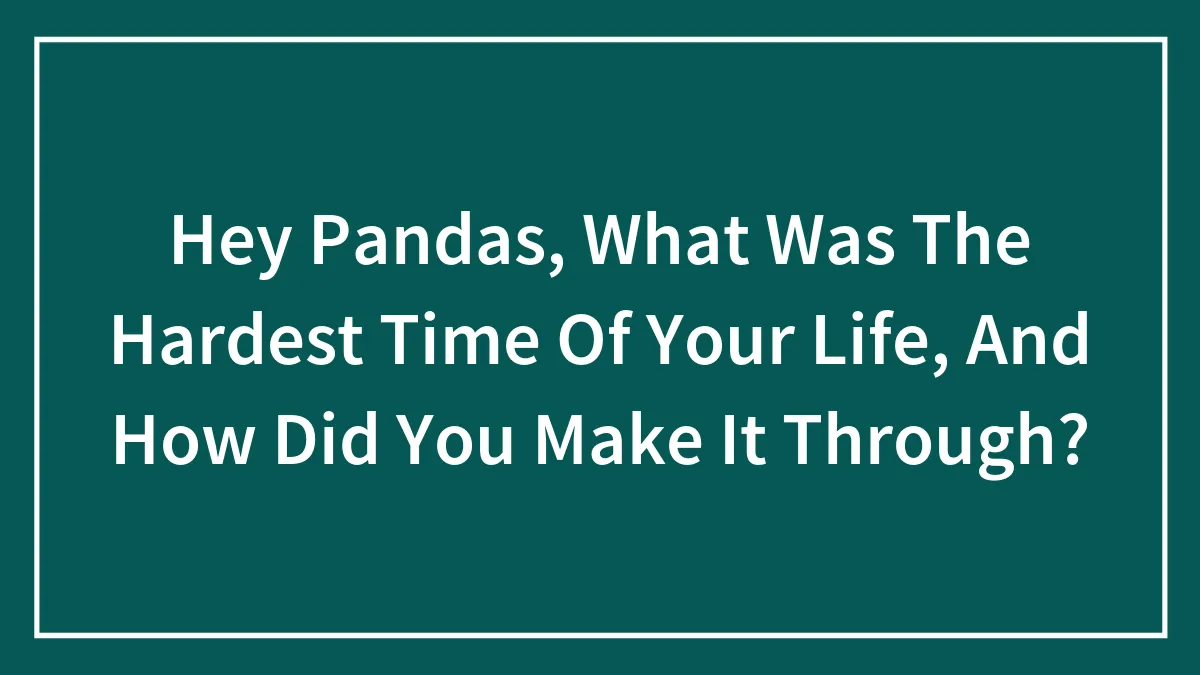 Hey Pandas, What Was The Hardest Time Of Your Life, And How Did You Make It Through? (Closed)