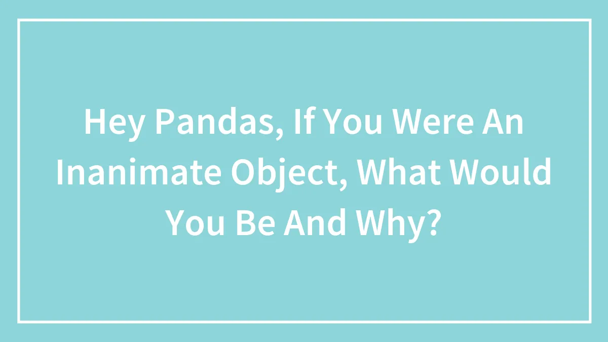 Hey Pandas, If You Were An Inanimate Object, What Would You Be And Why? (Closed)