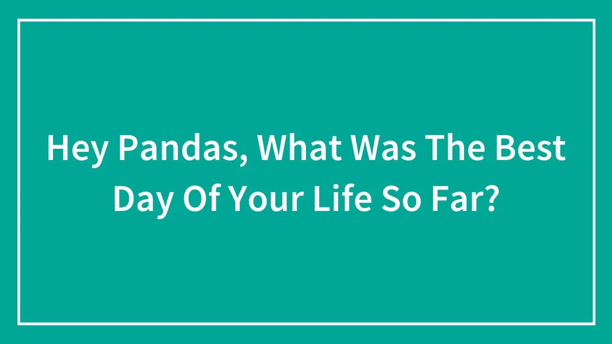 Hey Pandas, What Was The Best Day Of Your Life So Far? (Closed)