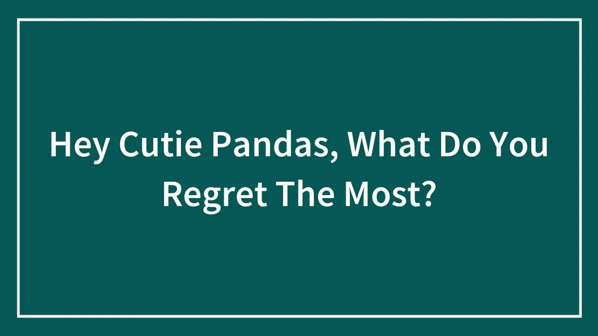 Hey Pandas, What Do You Regret The Most? (Closed)