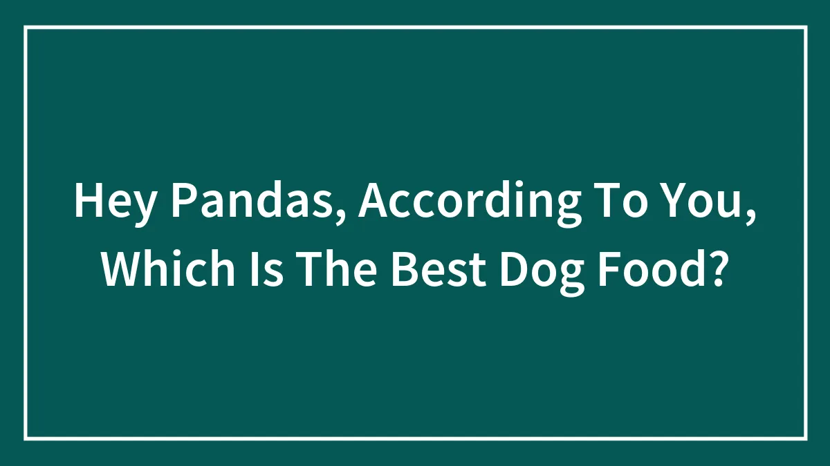 Hey Pandas, According To You, Which Is The Best Dog Food? (Closed)